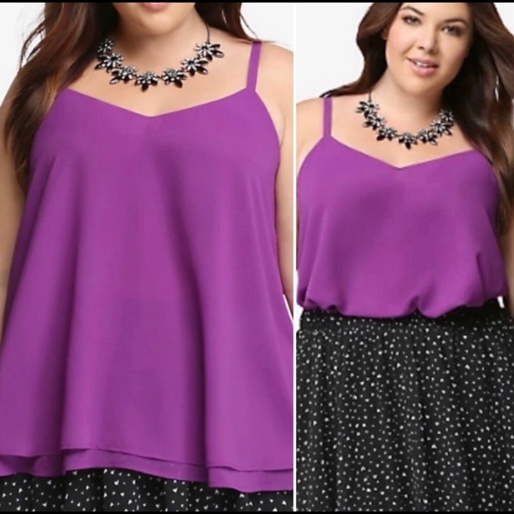 PURPLE CHIFFON DOUBLE LAYER SWING CAMI